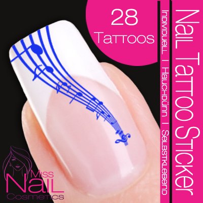 Nail Tattoo Sticker Musik / Noten - blau Preisvergleich