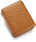 Intica Leather Zipper Four Watch Case Ostrich Print