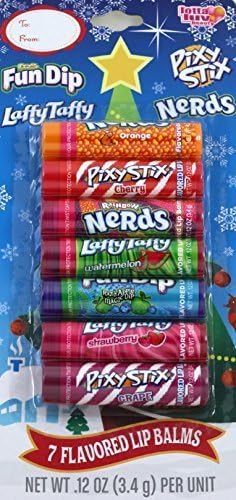 Laffy Taffy (2), Nerds (2), Pixy Stix (2) &amp; Fun Dip (1) Flavored Lip Balms - Seven (7) Pack by Lotta Luv Beauty