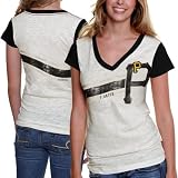 MLB Pittsburgh Pirates Womens Zone Coverage V-Neck T-Shirt - Cream (Large)