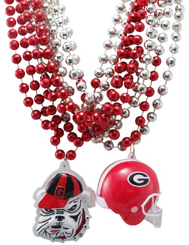 NCAA Georgia Team Medallion, Mini-Helmet and Mardi-Gras Bead Set