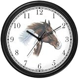 Brown and White Paint or Pinto Horse - JP - Horse Wall Clock by WatchBuddy Timepieces (Black Frame)