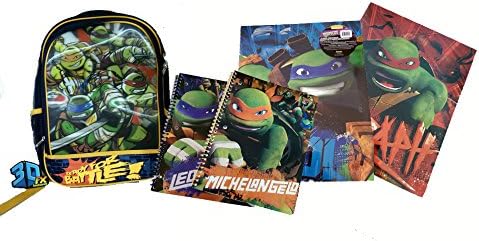 TMNT 16 Backpack with 2 Spiral Notebooks &amp; 2 Folders Back to School Bundle