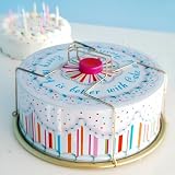 Glitterville Vintage Style Tin Birthday Cake / Carrier, Round with Handles, Multicolored