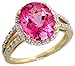 14 Karat Gold Grosser Steinen Ring, mit 0.11 Karat Brilliantschliff Diamanten & 4.79 Karat 11x9mm Ovalschliff Pink Topas Stein, (12.5mm) breit