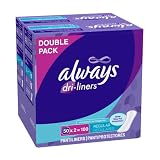 Always Pantiliner, Regular Dri-liners, Unscented, 100-Count Packages (Pack of 2)