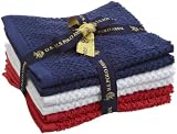 U.S. Polo Association 100-Percent Cotton 6-Piece Wash Cloth Pack, 13-Inch by 13-Inch, Red/White/Navy