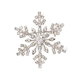 Silver Tone Snowflake CZ Brooch