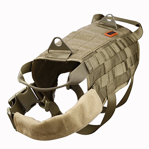 OneTigris Tactical Dog Training Molle Vest Harness (Coyote Brown, M / 41cm)