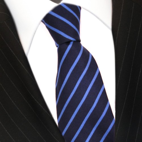 Krawatte dunkelblau blau gestreift 100% Seide 