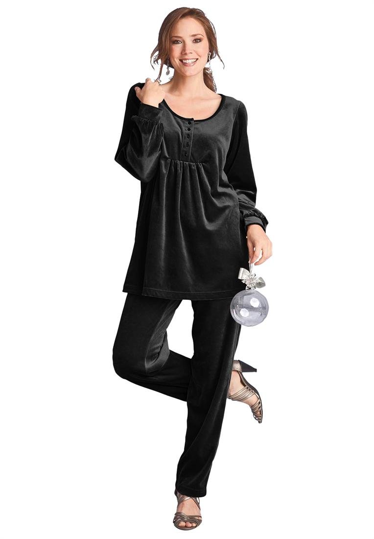 Velour babydoll tunic and pantset