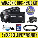 BRAND NEW PANASONIC HDC-HS900 CAMCORDER w/ 8GB MEMORY CARD + UV FILTER + CA ....