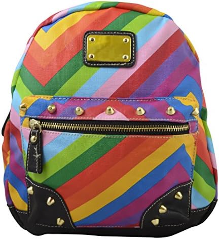 Fashion Girls Women's Multicolor Chevron Print Casual Mini Backpack (Rainbow)