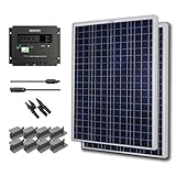 Starter Kit 200W Poly: 2pc 100W Poly Solar Panel +30A Charge controller+20