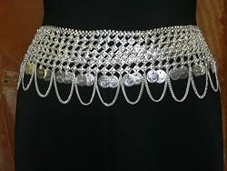 Wrap Belt Coins Belly Dance Hip Jewelry Silver Belt