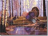 Morning Strutt by Lane Kendrick - Turkey Lodge Art Ceramic Tile Mural 18