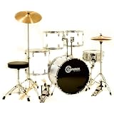White Drum Set for Sale with Cymbals Hardware and Stool New Gammon 5-Piece Kit Full Size