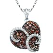 Silver Red Diamond Heart Pendant (1.25 cttw, I-J Color, I2-I3 Clarity)