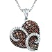 Silver Red Diamond Heart Pendant (1.25 cttw, I-J Color, I2-I3 Clarity)