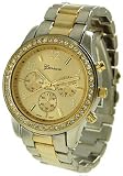 Geneva Platinum Womens 9073.TwoTone Silver Plastic Quartz Watch with Silver Dial