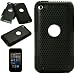 Metallic Black Protective Rubberized Crystal Hard Snap-on Case and Black Silicone Gel Skin for Apple iPod Touch 5th Generation (iPod Touch 5 Latest Gen) and Apple iPod Touch 4th Generation, 4th Gen (8GB, 16GB, 32GB, 64GB) + SumacLife TM Wisdom Courage Wristband