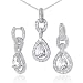 Alluring Design Pear Shape White Cubic Zirconia Pendant Earrings Set in Sterling Silver