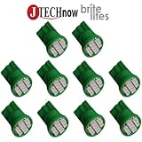 Jtech 10x T10 8-SMD Green LED Car Lights Bulb W5W, 147, 152, 158, 159, 161, 168, 184, 192, 193, 194 2825