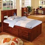 Merlot Bookcase Captains Twin with 12 Drawers