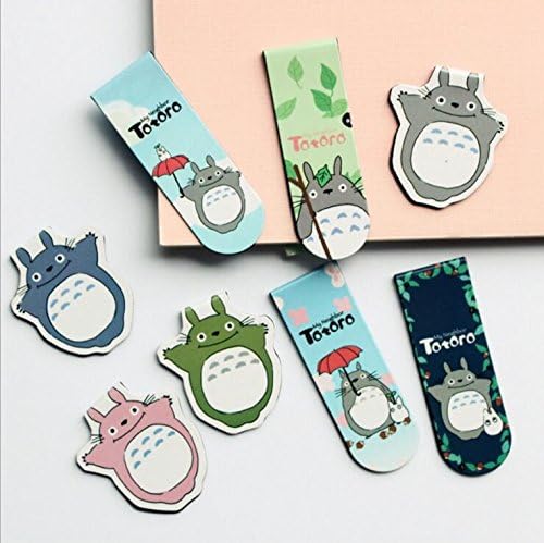 CatRat's Cute Magnetic Colorful Bookmarks - 4 sets (4 small + 4 large bookmarks) - Great for books and magazines, or for binding papers (Totoro Magnets)