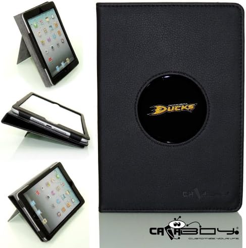 New SLEEP SMART Apple iPad Air (5th Gen) Ipad 5 leather Case By Calaboy- Interchangeable Design - Personalized Picture Frame w Anaheim Ducks Logo (HP39)