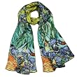 100% Luxurious Charmeuse Silk Van Gogh's "Irises" Long Scarf Shawl