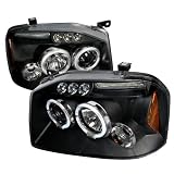 01-04 NISSAN FRONTIER DUAL HALO BLACK PROJECTOR HEAD LIGHTS LAMPS PAIR by Spec-D Tuning