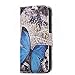 S6 Edge+ Case, Galaxy S6 Edge Plus Case, Cellularvilla [Stand Feature] [Slim Fit] Wallet Case, Premium Pu Leather Flip Cover [Card Slots] for Samsung Galaxy S6 Edge+ / S6 Edge Plus (Blue Butterfly)