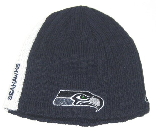 Seattle Seahawks NFL Reebok Team Apparel Side Stripe Cuffless Knit Beanie Hat