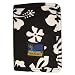 Hawaii Black White Flower Print Velcro Canvas Surfer Wallet