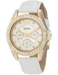 XOXO Womens XO3354 Rhinestones Accent White Strap Watch