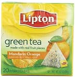 Lipton Green Tea, Mandarin Orange, Premium Pyramid Tea Bags, 20-Count Boxes (Pack of 6)
