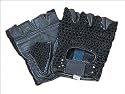 FINGERLESS CYCLE GLOVES-Black Leather Palm