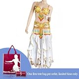 (Price/3 pcs)BellyLady Professional Belly Dance Costume, Tribal Sequined Fringe Bra And Lotus Leaf Skirt Set
