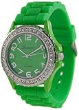 Geneva Platinum Womens 6886.Green Green Rubber Quartz Watch with Green Dial