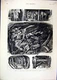 Review Old-print  / COAL MINE LOCK-OUT 1875 PASSAGE MINERS DRESS STABLES