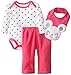 BON BEBE Baby Girls' 3 Piece Set with, Bodysuit, Pant and 3D Bib