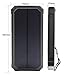 12000mAh Solar Charger, Portable Solar Powered Phone Charger Dual USB Solar External Battery Pack Power Bank for Cellphones With Solar LED Lights For Emergency or As A Camping Light (Black)