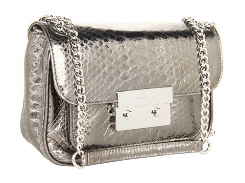 MICHAEL Michael Kors Sloan Small Shoulder Flap Shoulder Handbags - Gunmetal Python
