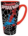 Silver Buffalo Marvel Comics Spider-Man Swings Web, Tall Latte Ceramic Mug, 16 Ounces, Black (MC3235)