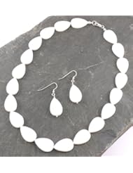 Hanfords of London Mother of Pearl & Sterling Silver Handmade Necklace & Earrings Set