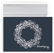 Silver Wreath On Blue Christmas Cards -