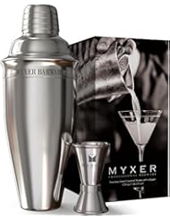 Kitchen: MYXER Cocktail Shaker Set 24 Oz - Premium Bar Tools Kit with Jigger, Built-in Strainer & Recipes (eBook) - Stainless Steel - Create Perfect Martini, Mojito with Bartender Drink Mixer Shaker - Aura Co.