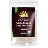 Nutria Best Organic White Sesame Seeds 100% Natural, USDA Certified Hulled Seeds High Quality Superfood Pouch Great Protein, Iron, Magnesium, Calcium Source Perfect for Tahini & Hummus, 16 oz, 1 lb