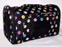 Designer Pet Carrier - Fully Enclosed Luggage Style Pet Carrier - Black with Multi-Colored Paw Prints - Small